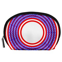 Stars Stripes Circle Red Blue Space Round Accessory Pouches (Large) 