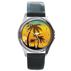 Sunset Summer Round Metal Watch