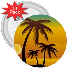 Sunset Summer 3  Buttons (10 Pack) 