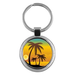 Sunset Summer Key Chains (round)  by Mariart