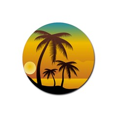 Sunset Summer Rubber Round Coaster (4 Pack) 