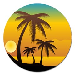 Sunset Summer Magnet 5  (round)