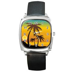 Sunset Summer Square Metal Watch