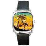 Sunset Summer Square Metal Watch Front