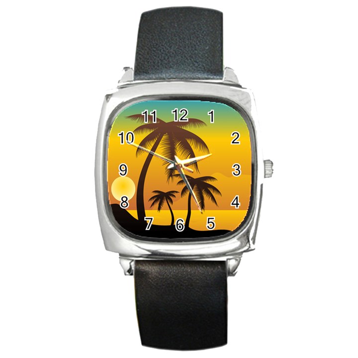 Sunset Summer Square Metal Watch