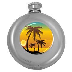 Sunset Summer Round Hip Flask (5 Oz) by Mariart