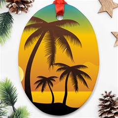 Sunset Summer Oval Ornament (two Sides) by Mariart