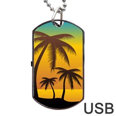 Sunset Summer Dog Tag Usb Flash (two Sides)