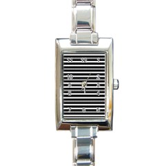 Tribal Stripes Black White Rectangle Italian Charm Watch