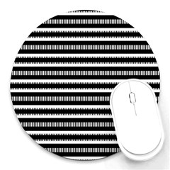 Tribal Stripes Black White Round Mousepads by Mariart