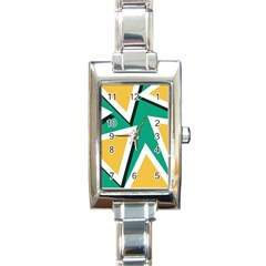 Triangles Texture Shape Art Green Yellow Rectangle Italian Charm Watch