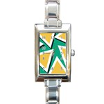 Triangles Texture Shape Art Green Yellow Rectangle Italian Charm Watch Front