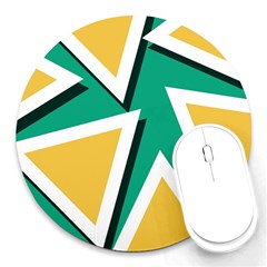 Triangles Texture Shape Art Green Yellow Round Mousepads