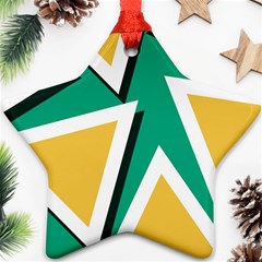 Triangles Texture Shape Art Green Yellow Ornament (star) by Mariart