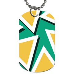 Triangles Texture Shape Art Green Yellow Dog Tag (one Side)