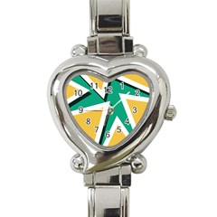 Triangles Texture Shape Art Green Yellow Heart Italian Charm Watch