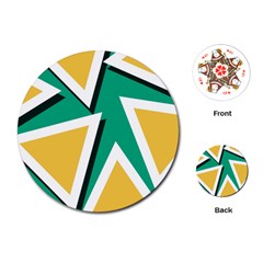 Triangles Texture Shape Art Green Yellow Playing Cards (round) 