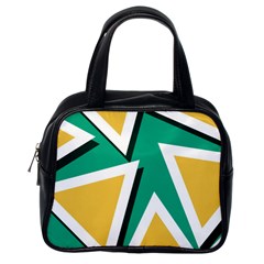 Triangles Texture Shape Art Green Yellow Classic Handbags (one Side) by Mariart