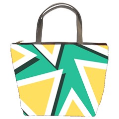 Triangles Texture Shape Art Green Yellow Bucket Bags by Mariart