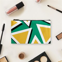 Triangles Texture Shape Art Green Yellow Cosmetic Bag (small)  by Mariart