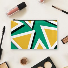 Triangles Texture Shape Art Green Yellow Cosmetic Bag (medium)  by Mariart