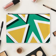 Triangles Texture Shape Art Green Yellow Cosmetic Bag (large)  by Mariart