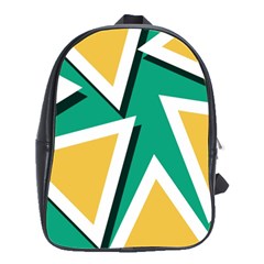 Triangles Texture Shape Art Green Yellow School Bag (large) by Mariart