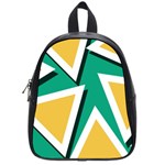 Triangles Texture Shape Art Green Yellow School Bag (Small) Front