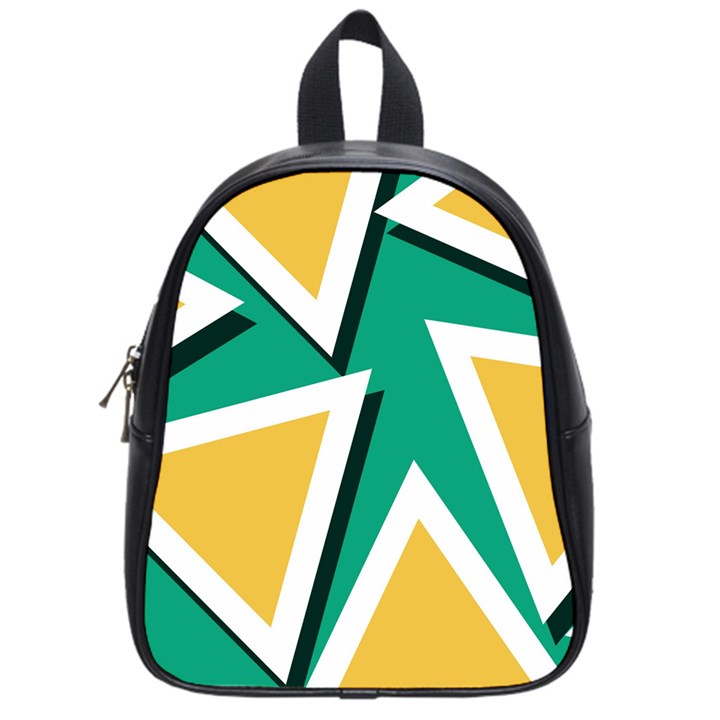 Triangles Texture Shape Art Green Yellow School Bag (Small)