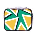 Triangles Texture Shape Art Green Yellow Mini Toiletries Bags Front