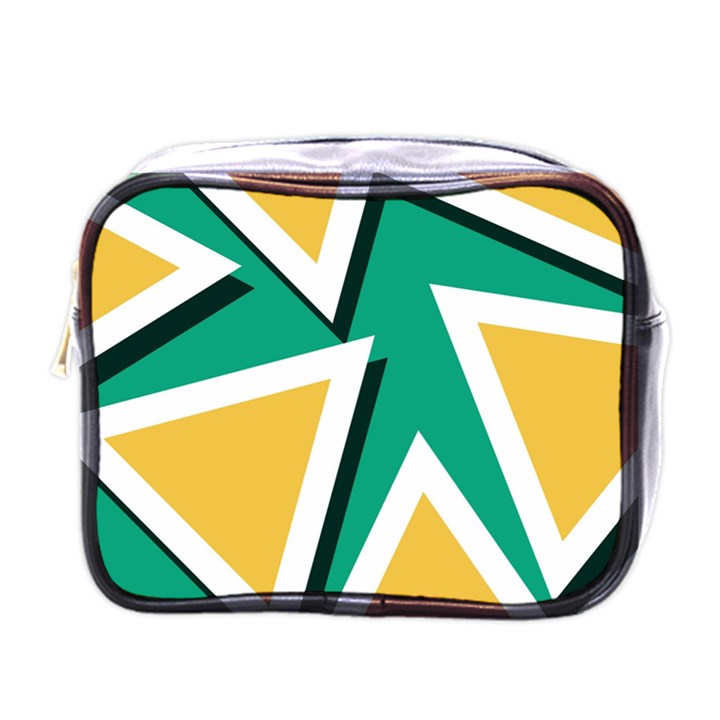 Triangles Texture Shape Art Green Yellow Mini Toiletries Bags