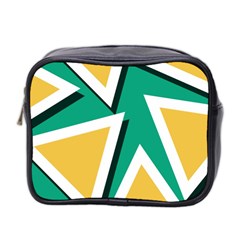 Triangles Texture Shape Art Green Yellow Mini Toiletries Bag 2-side