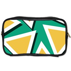 Triangles Texture Shape Art Green Yellow Toiletries Bags by Mariart