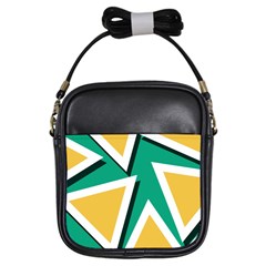 Triangles Texture Shape Art Green Yellow Girls Sling Bags by Mariart