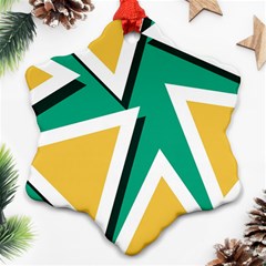 Triangles Texture Shape Art Green Yellow Ornament (snowflake) by Mariart