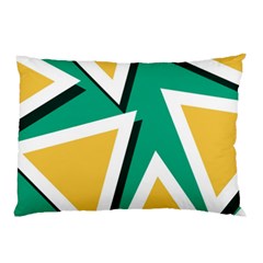 Triangles Texture Shape Art Green Yellow Pillow Case (two Sides) by Mariart