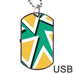 Triangles Texture Shape Art Green Yellow Dog Tag Usb Flash (two Sides)