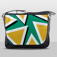 Triangles Texture Shape Art Green Yellow Messenger Bags by Mariart