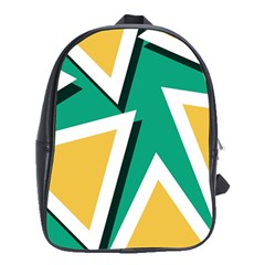 Triangles Texture Shape Art Green Yellow School Bag (xl) by Mariart