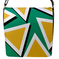 Triangles Texture Shape Art Green Yellow Flap Messenger Bag (s)