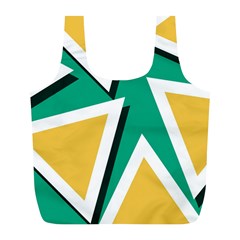 Triangles Texture Shape Art Green Yellow Full Print Recycle Bags (l) 