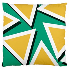 Triangles Texture Shape Art Green Yellow Large Flano Cushion Case (one Side)