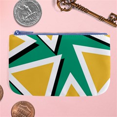 Triangles Texture Shape Art Green Yellow Large Coin Purse