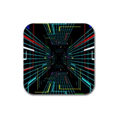 Seamless 3d Animation Digital Futuristic Tunnel Path Color Changing Geometric Electrical Line Zoomin Rubber Square Coaster (4 Pack)  by Mariart