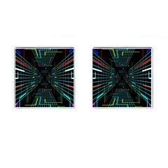 Seamless 3d Animation Digital Futuristic Tunnel Path Color Changing Geometric Electrical Line Zoomin Cufflinks (square)