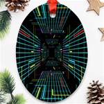 Seamless 3d Animation Digital Futuristic Tunnel Path Color Changing Geometric Electrical Line Zoomin Oval Ornament (Two Sides) Back