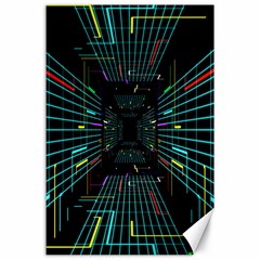 Seamless 3d Animation Digital Futuristic Tunnel Path Color Changing Geometric Electrical Line Zoomin Canvas 24  X 36 