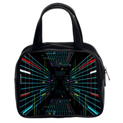 Seamless 3d Animation Digital Futuristic Tunnel Path Color Changing Geometric Electrical Line Zoomin Classic Handbags (2 Sides) by Mariart