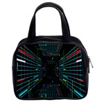 Seamless 3d Animation Digital Futuristic Tunnel Path Color Changing Geometric Electrical Line Zoomin Classic Handbags (2 Sides) Front