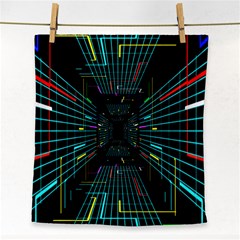 Seamless 3d Animation Digital Futuristic Tunnel Path Color Changing Geometric Electrical Line Zoomin Face Towel by Mariart